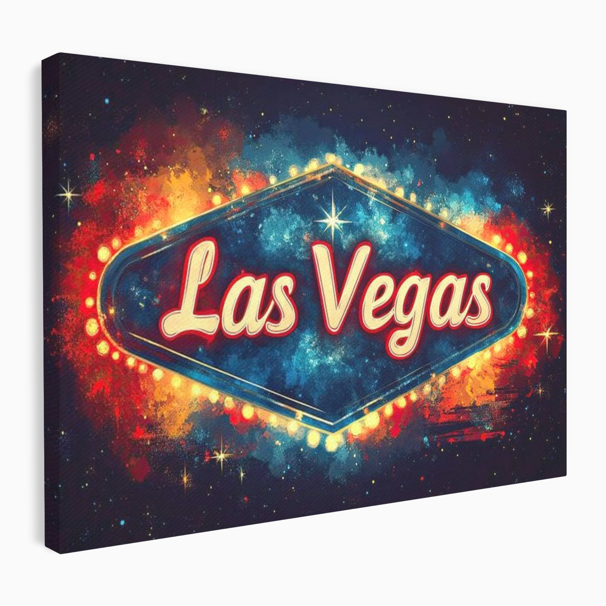 Tablou canvas cu tablou canvas cu semn neon las vegas, fara rama, pe sasiu de lemn